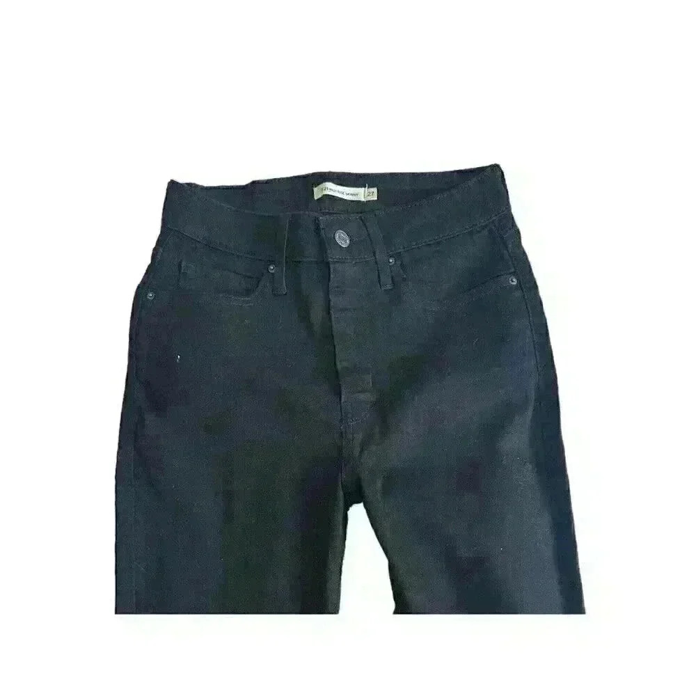 Women's Levi Strauss Black Denim Jeans Size 27 High Rise Skinny Stretchy EUC - Picture 6 of 8